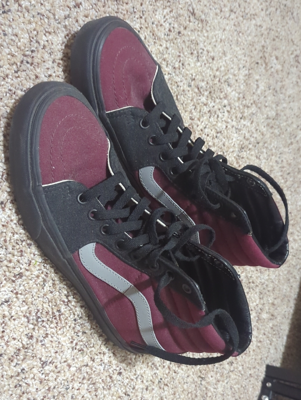 Vans Maroon and Black High-Top Skate Sneakers
